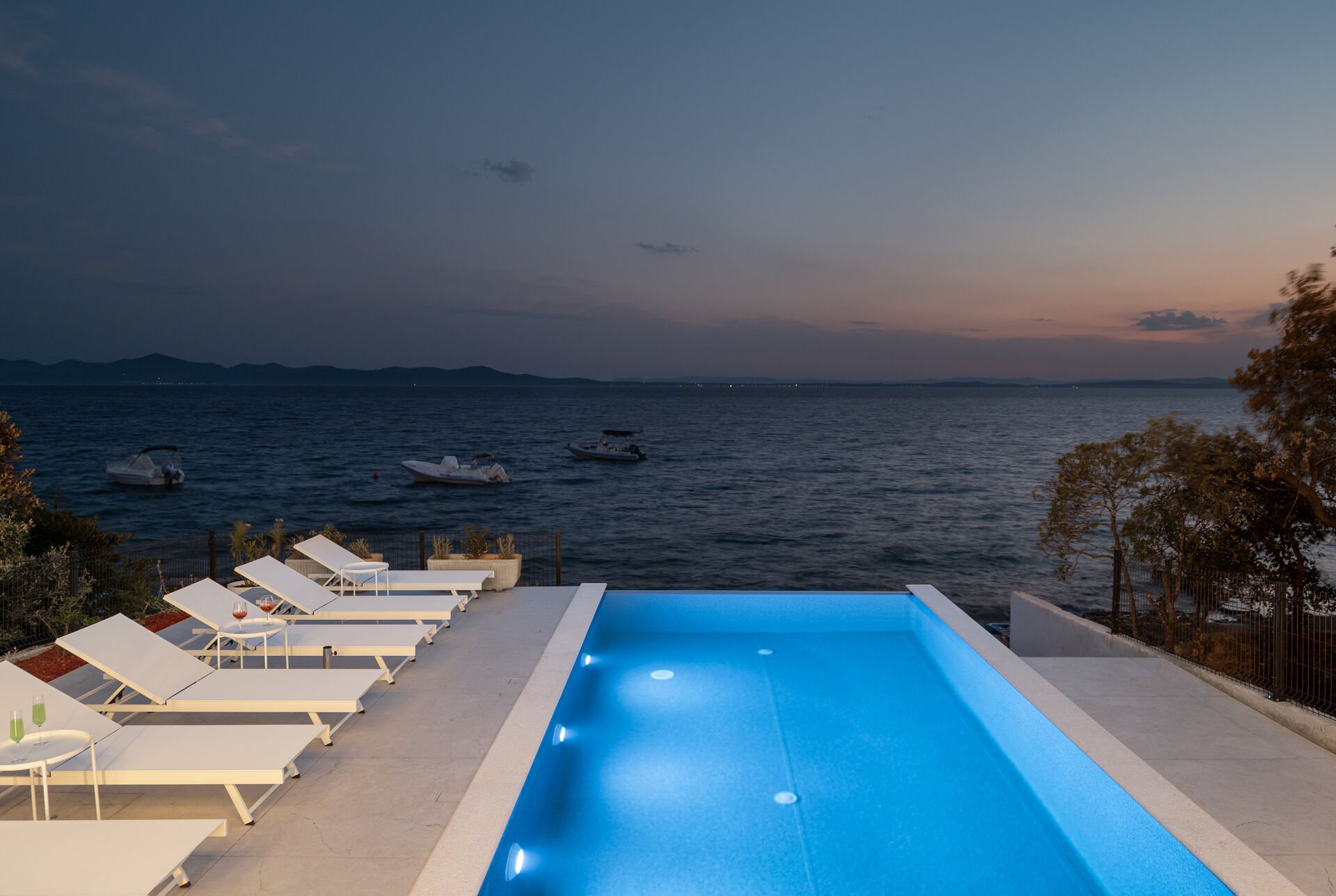 Villa Silvio Pool at Sunset